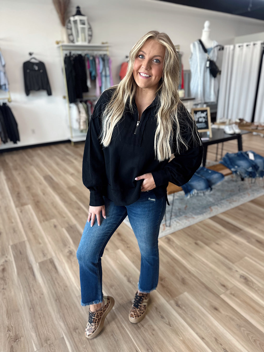 Brinley Black Half Zip