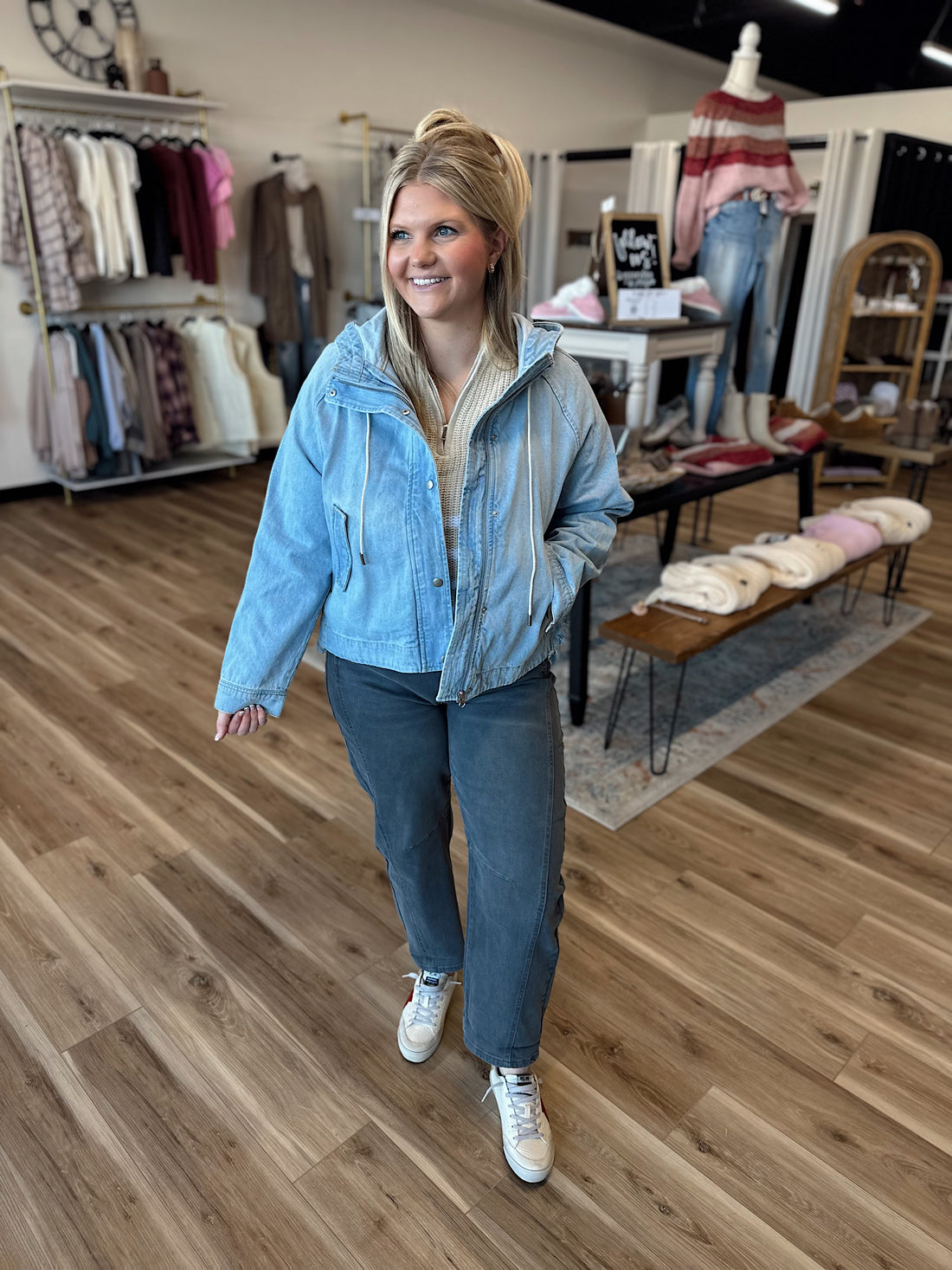 Poppi Oversized Raglan Sleeve Denim Jacket