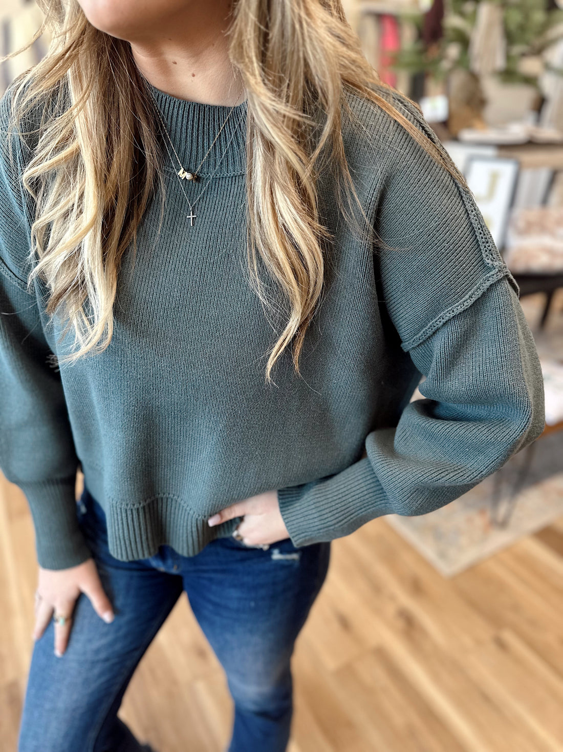 Hollynn Wide Neck Drop Shoulder Sweater