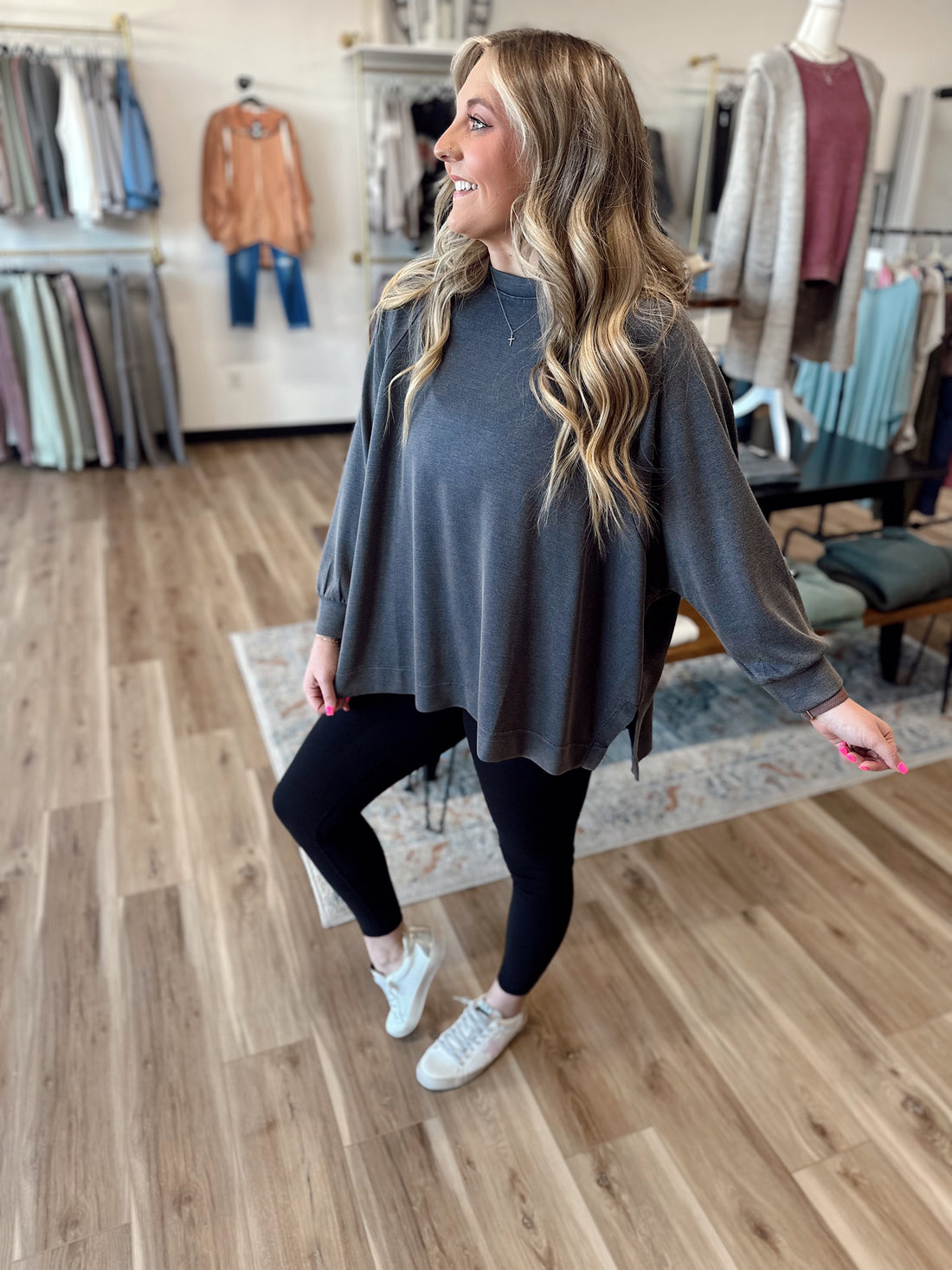 Navy Oversized Top