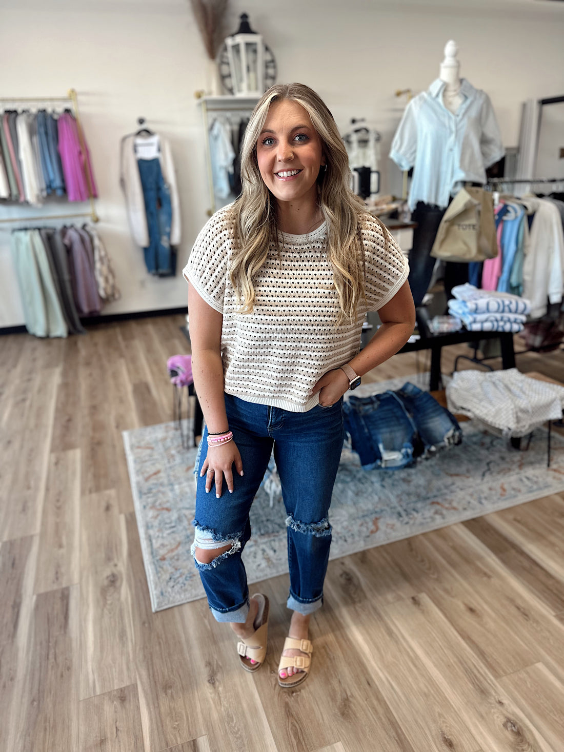 Addie Crochet Short Sleeve Top