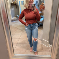 Nadia High Rise Barrel Distressed Denim