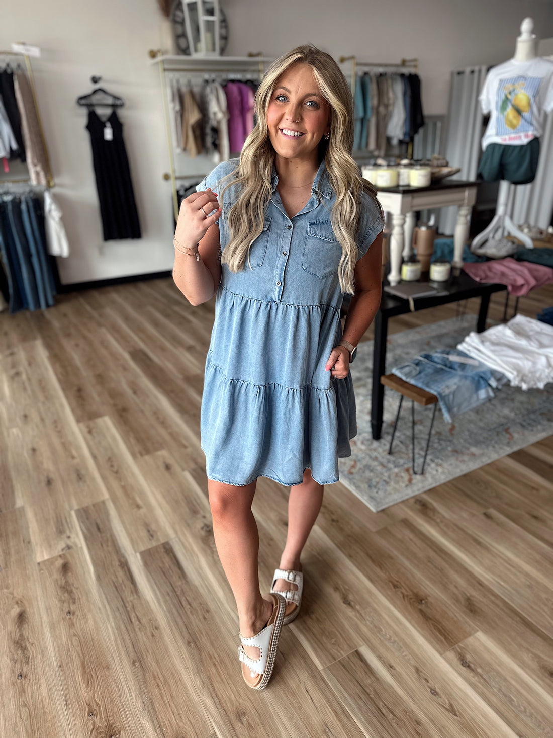 Taylor Short Sleeve Denim Dress