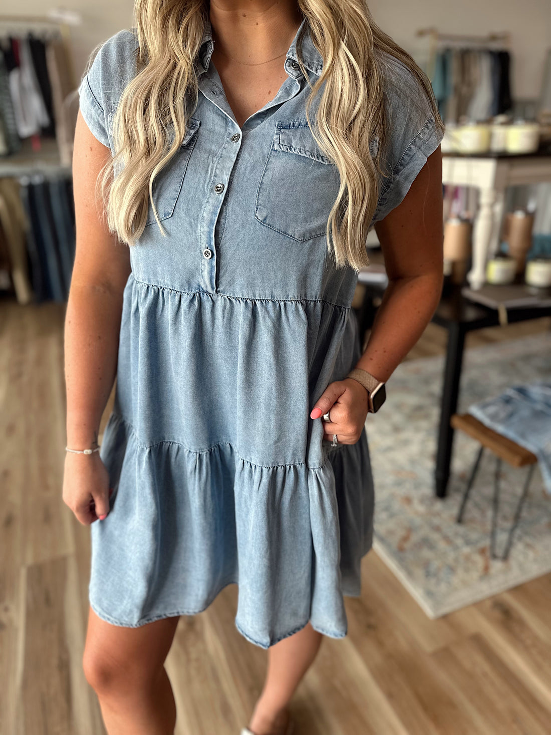 Taylor Short Sleeve Denim Dress