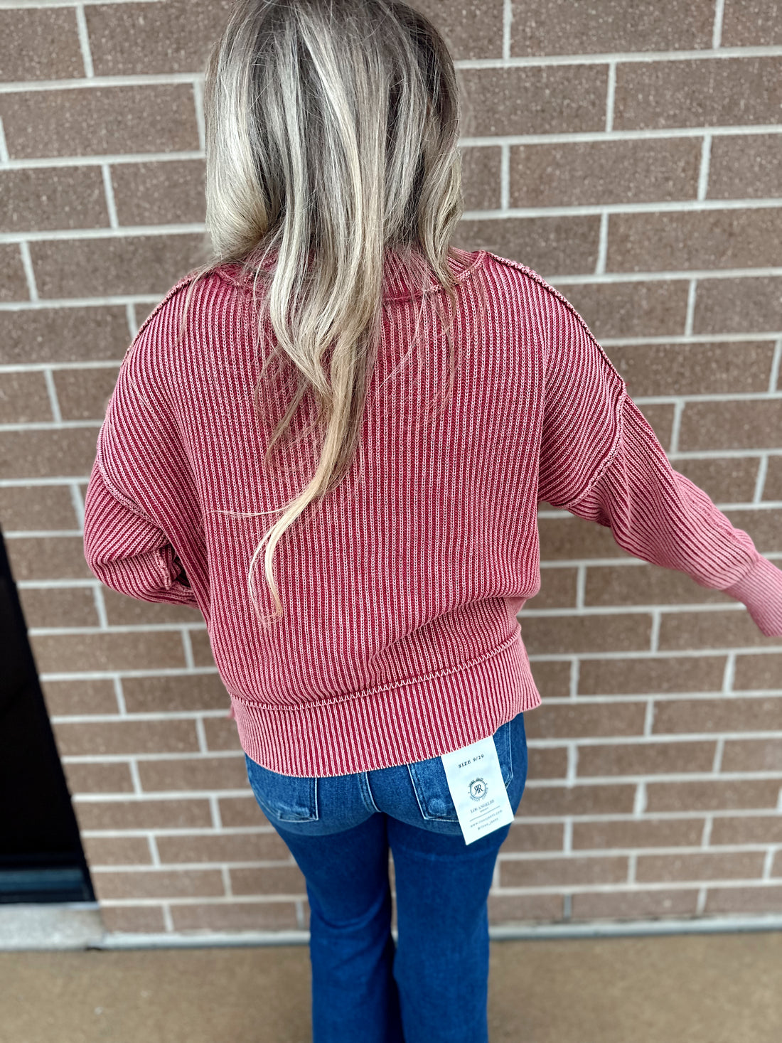 Lora Washed Side Slit Cropped Sweater