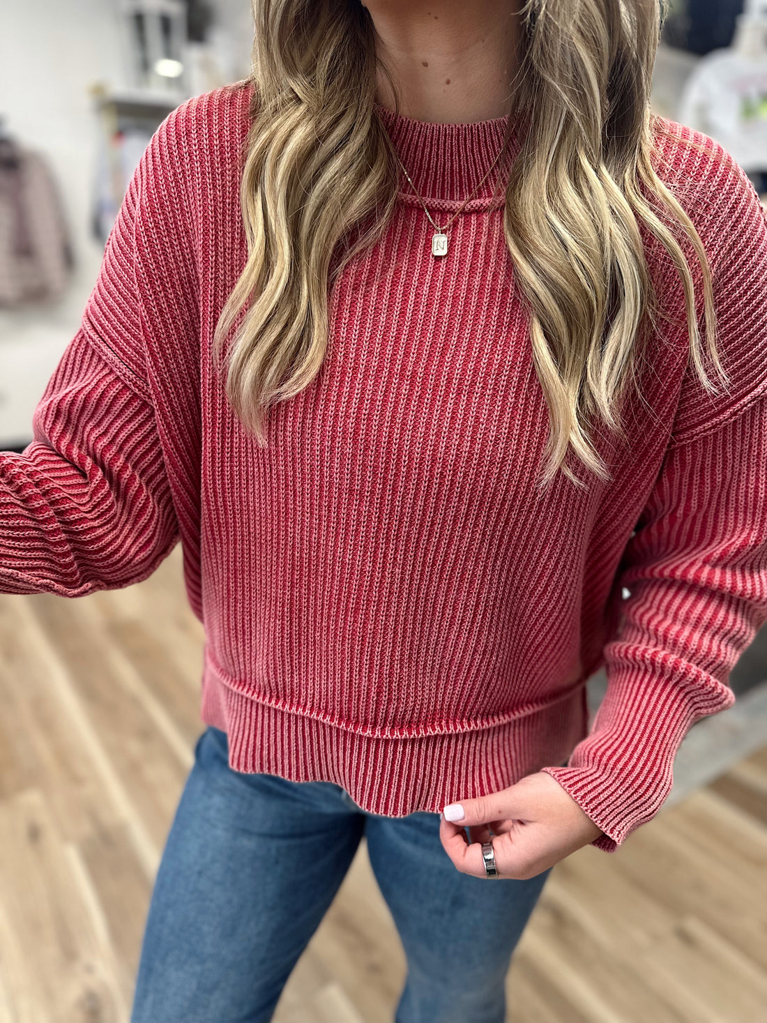 Reagan Acid Wash Knit Sweater