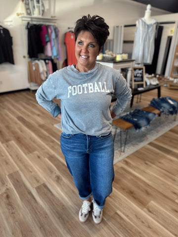 Acid Wash Football Long Sleeve