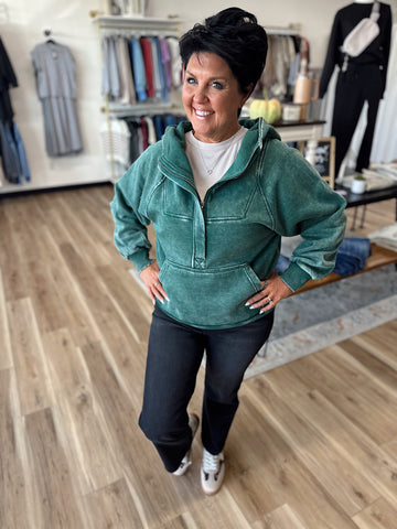 Kori Acid Wash Quarter Zip Hoodie
