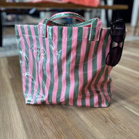 Kinsley Striped Vinyl Tote Bag