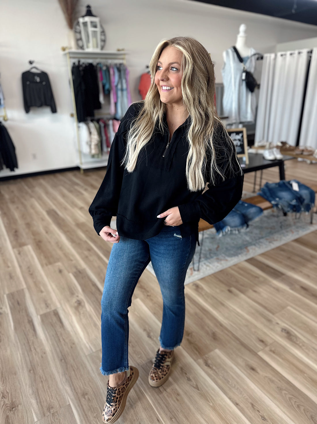 Brinley Black Half Zip