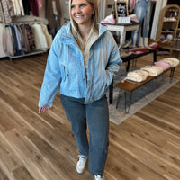 Poppi Oversized Raglan Sleeve Denim Jacket