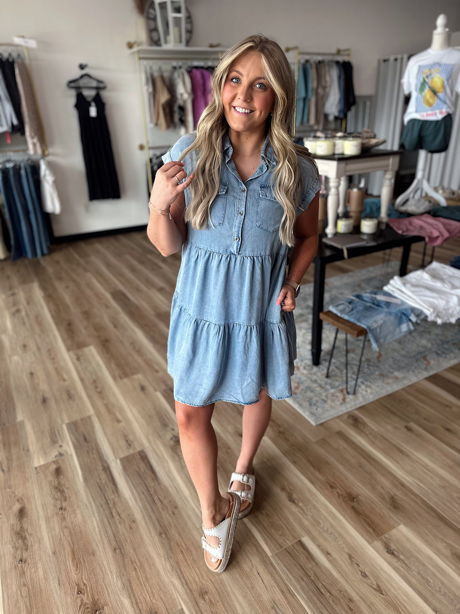 Taylor Short Sleeve Denim Dress