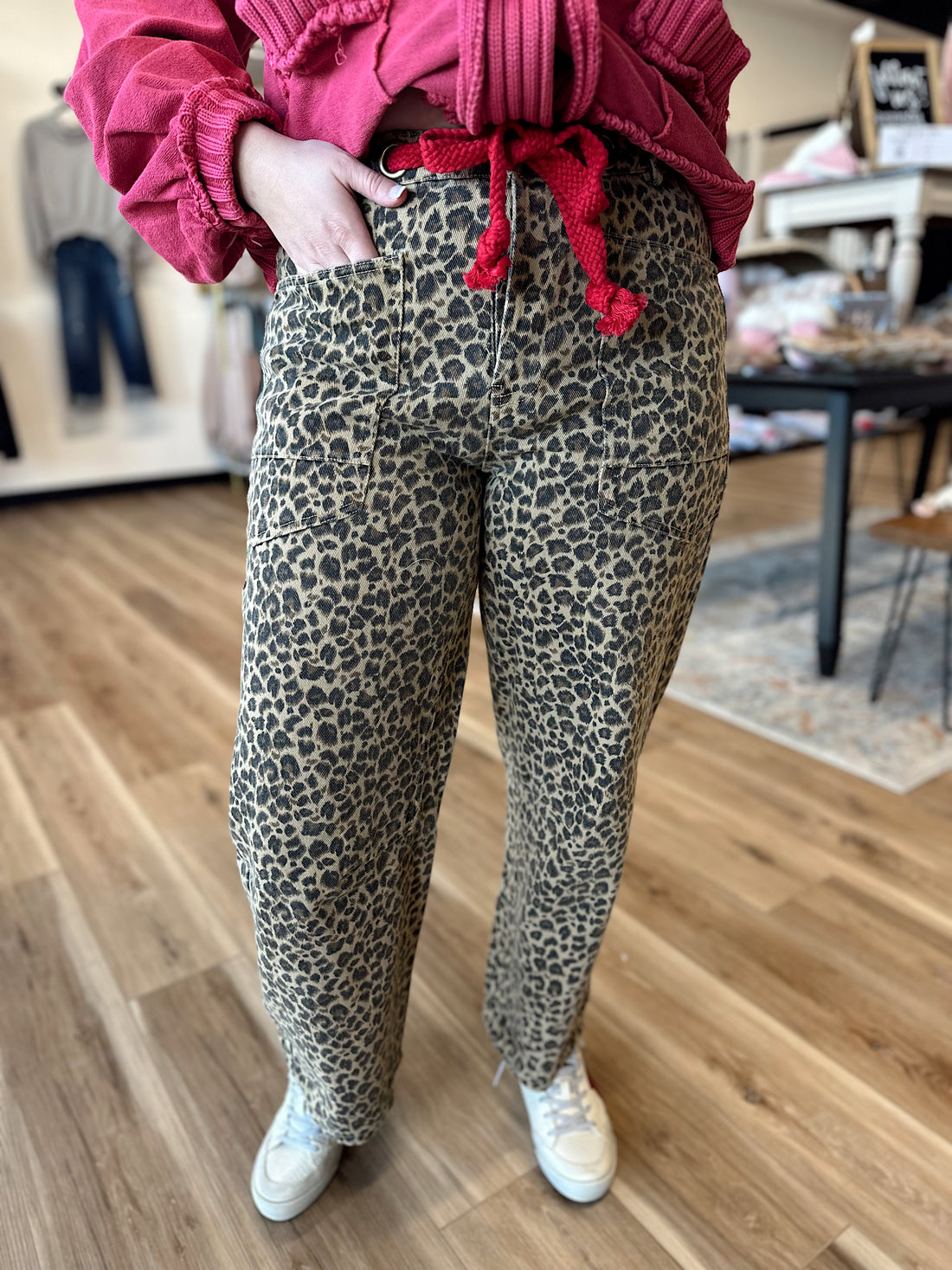 Layla Washed Leopard Vintage Rope String Pants
