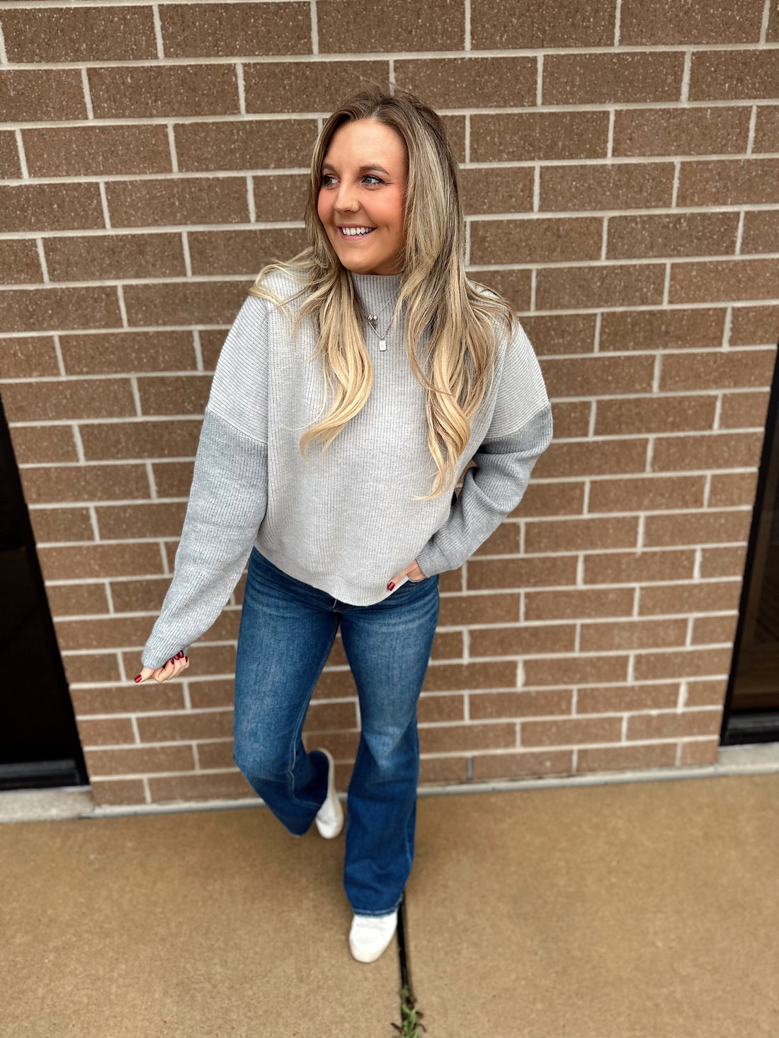 Grey Color Block Sweater