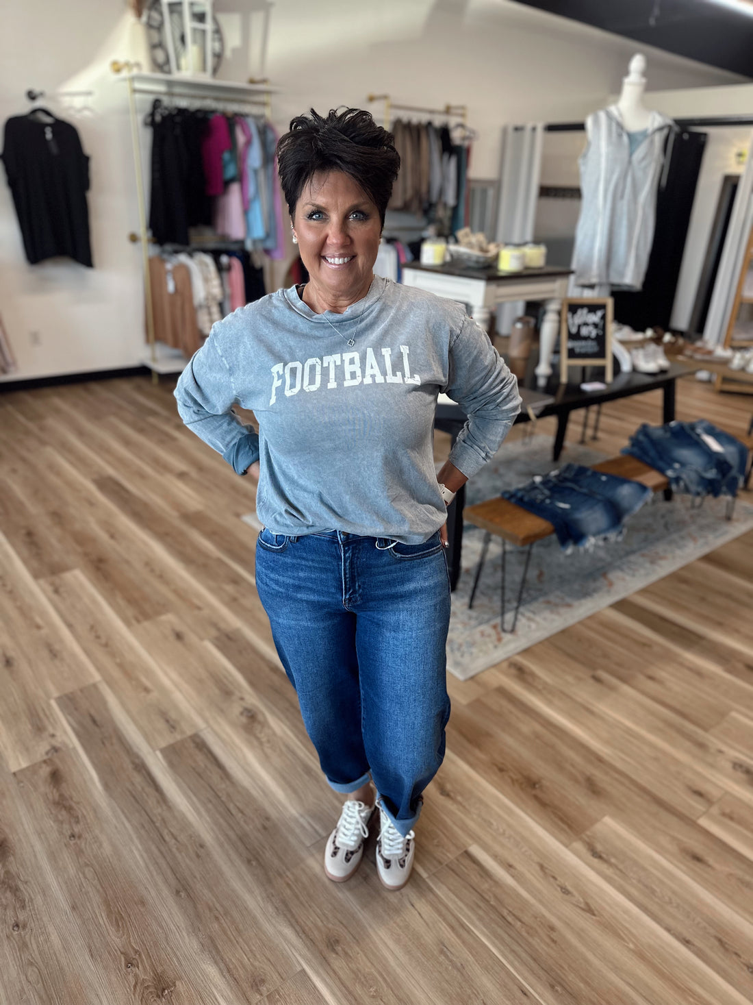 Acid Wash Football Long Sleeve
