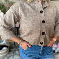 Halsey Half Sleeve Button Down Cardigan
