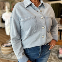 Avery Acid Wash Button Down Shacket