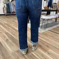 Jenna Mid Rise Cuffed Straight Denim