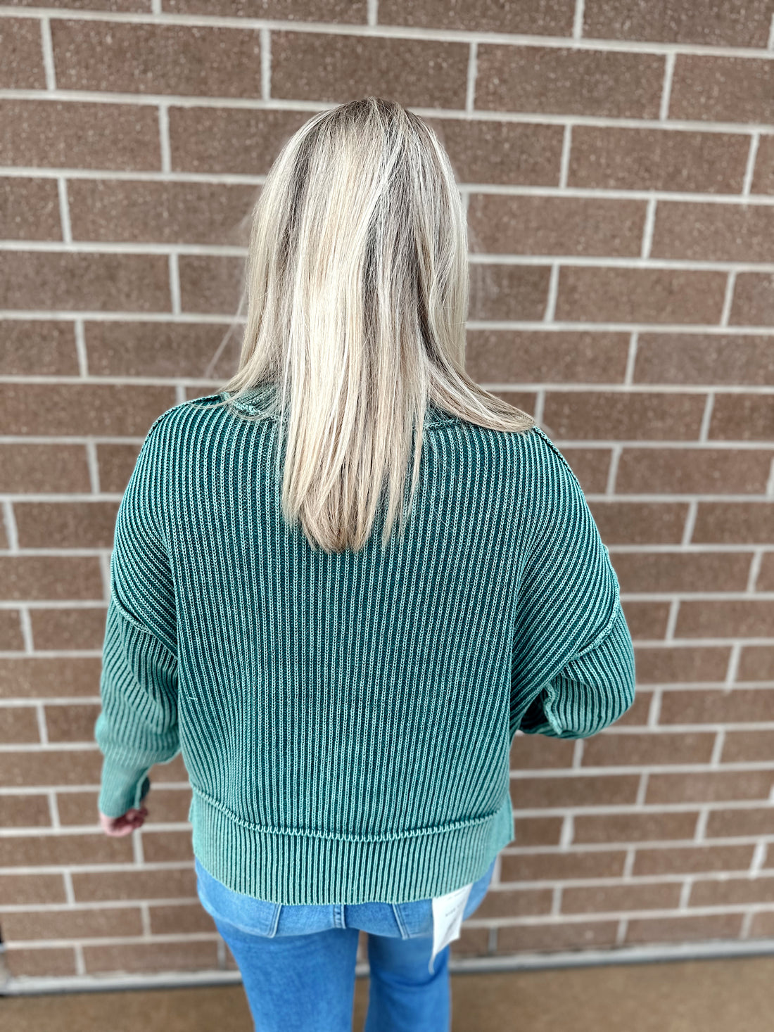 Lora Washed Side Slit Cropped Sweater