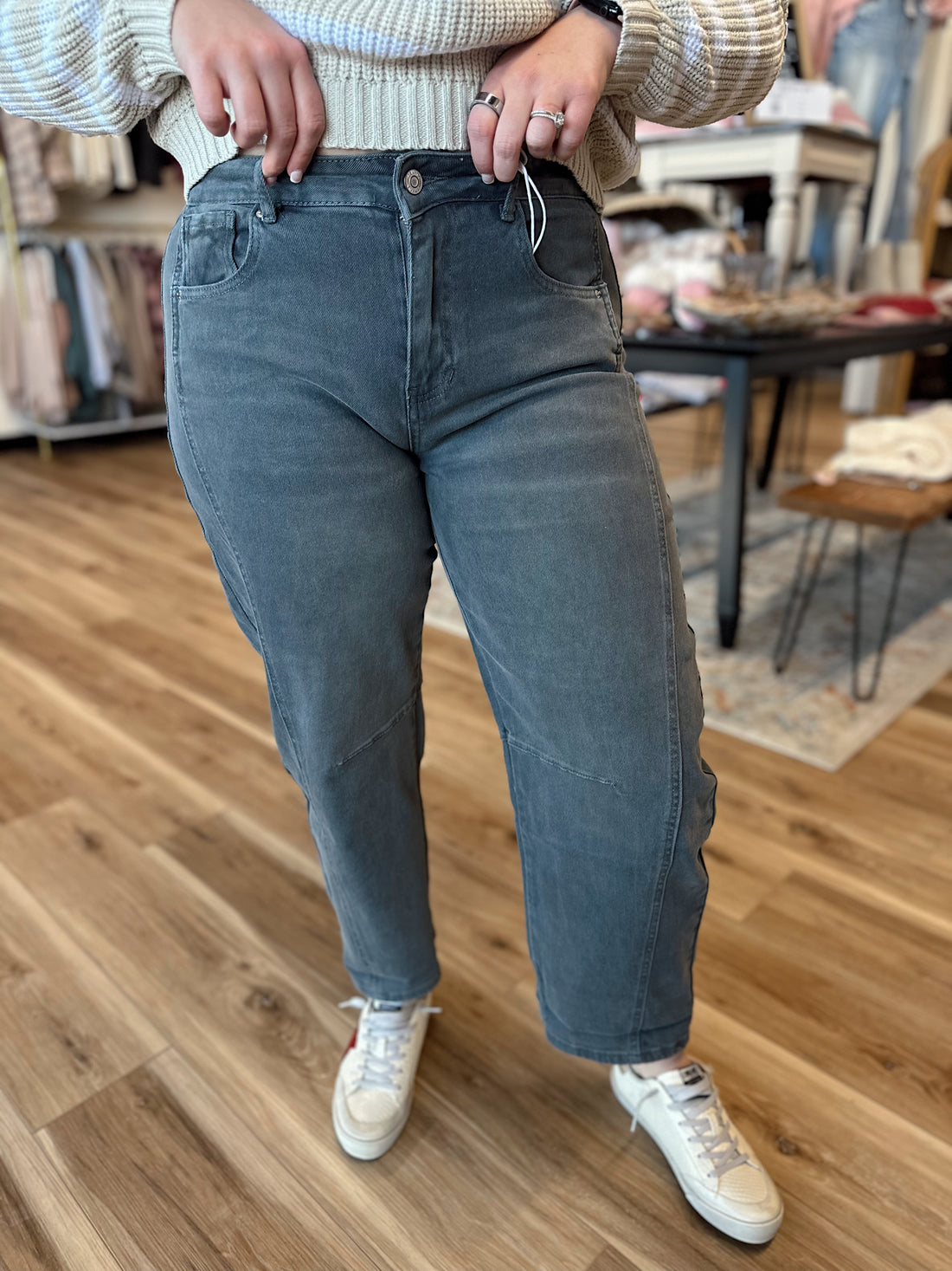 Laken Ash Black Cropped Barrel Denim