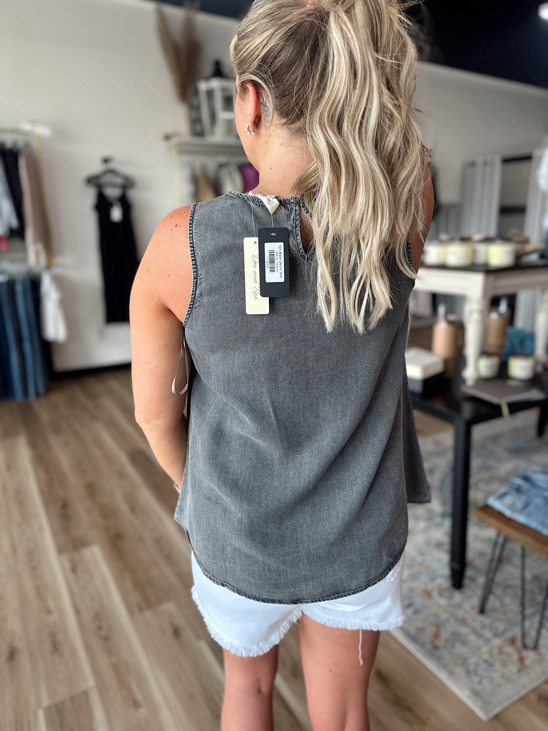 Toni Black Denim Tank