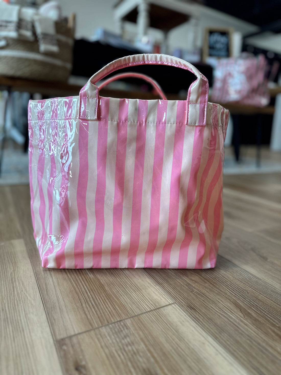 Kinsley Striped Vinyl Tote Bag