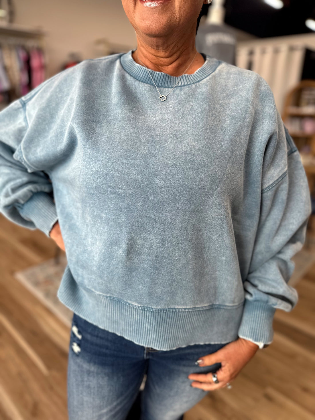 Blu Acid Wash Pullover