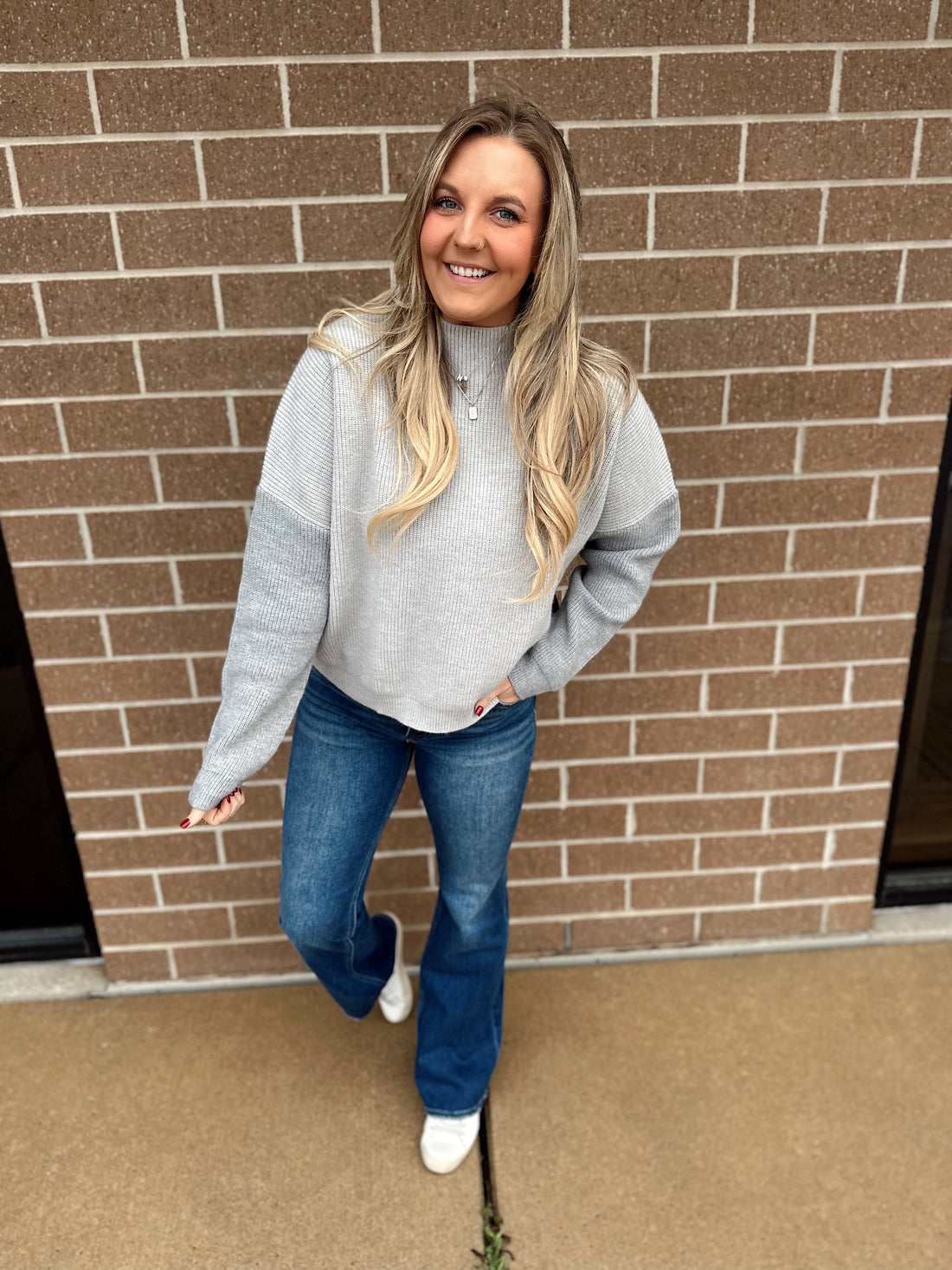 Grey Color Block Sweater