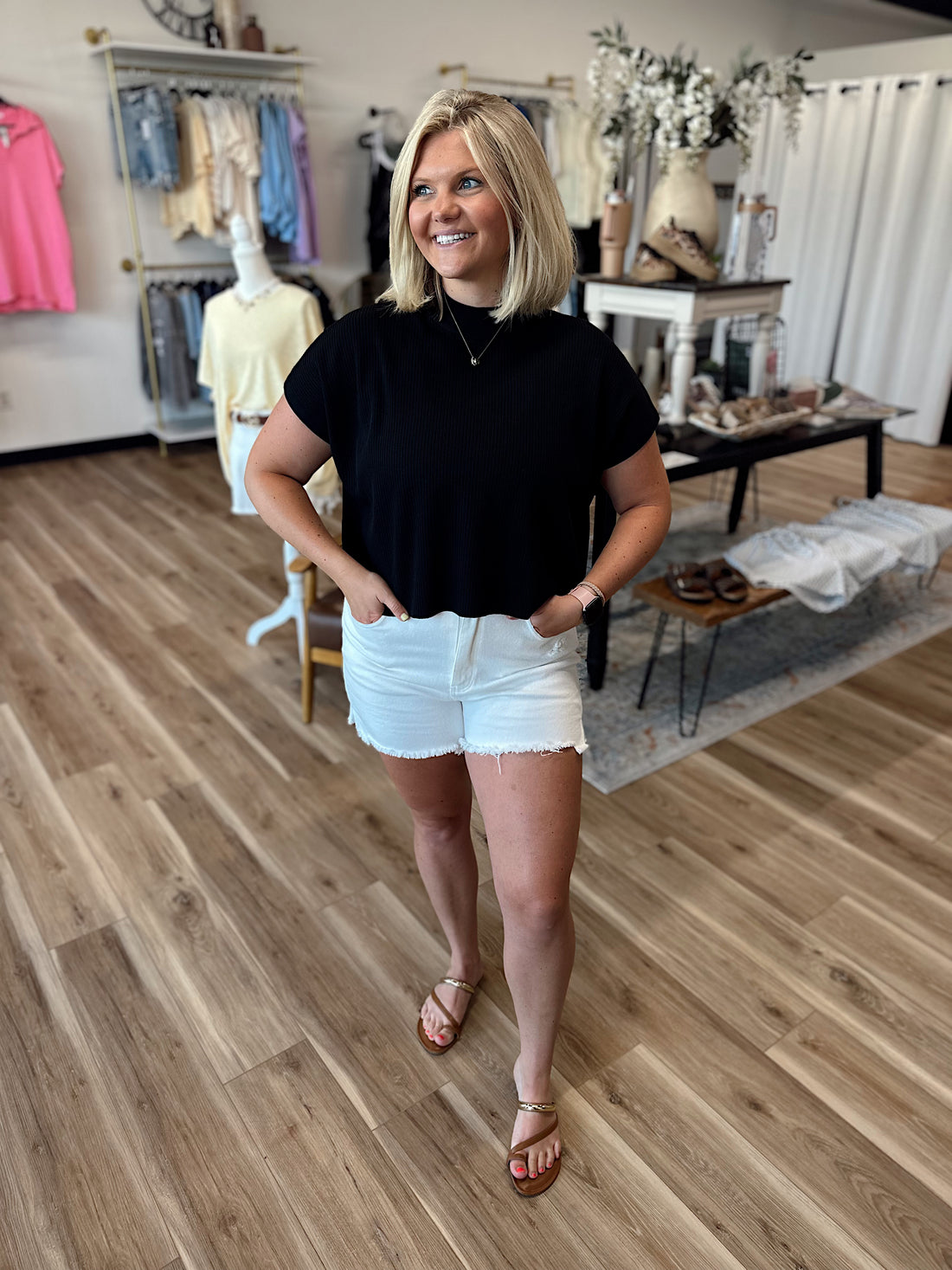 Sofia Mock Neck Short Sleeve Sweater