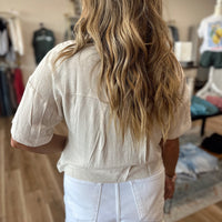 Linen Cropped Button Up