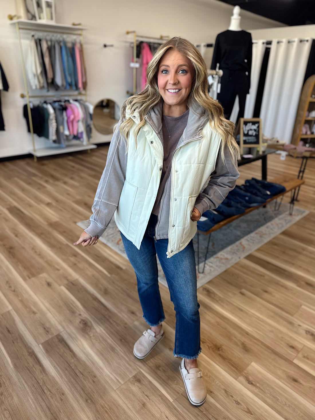 Rory Oversized Cream Puffer Vest