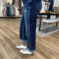Jenna Mid Rise Cuffed Straight Denim