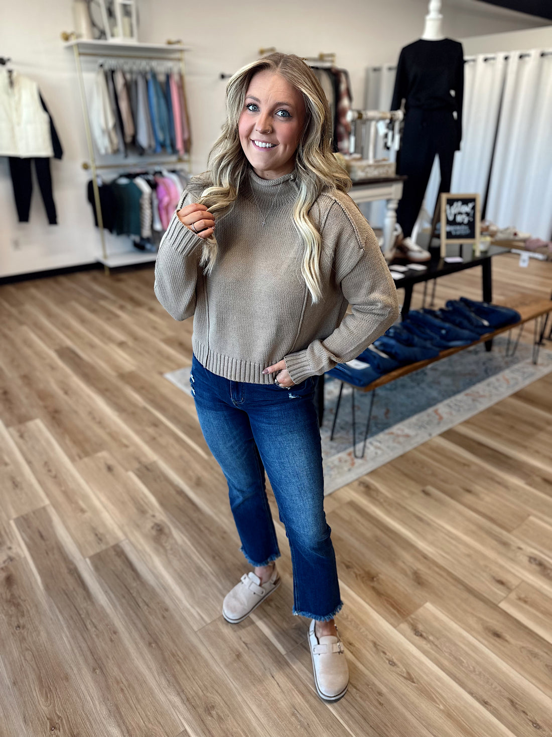 Sienna Mock Neck Ribbed Sweater