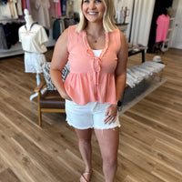 Avery Lace Button Tank