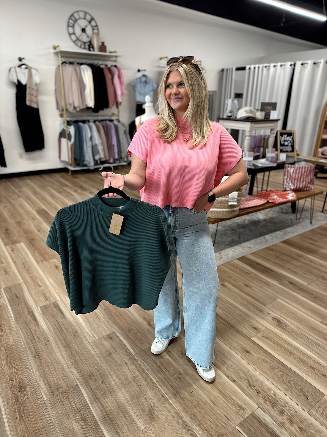 Sofia Mock Neck Short Sleeve Sweater