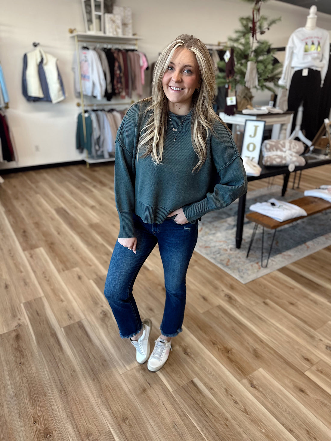 Hollynn Wide Neck Drop Shoulder Sweater