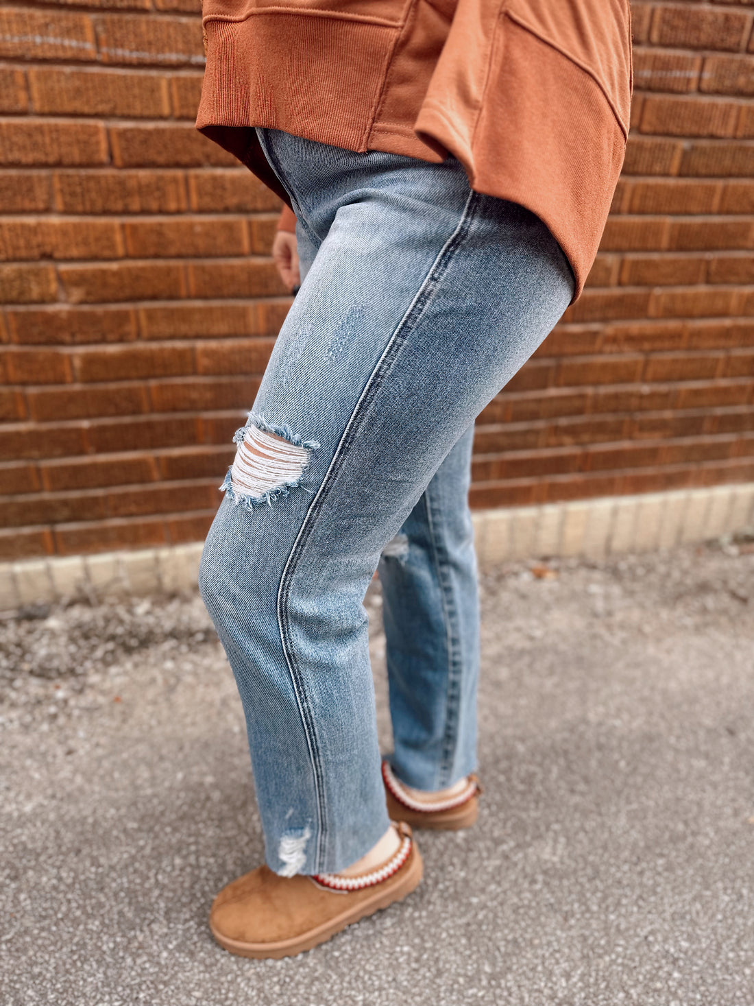 Curvy Rory Distressed Straight Jean