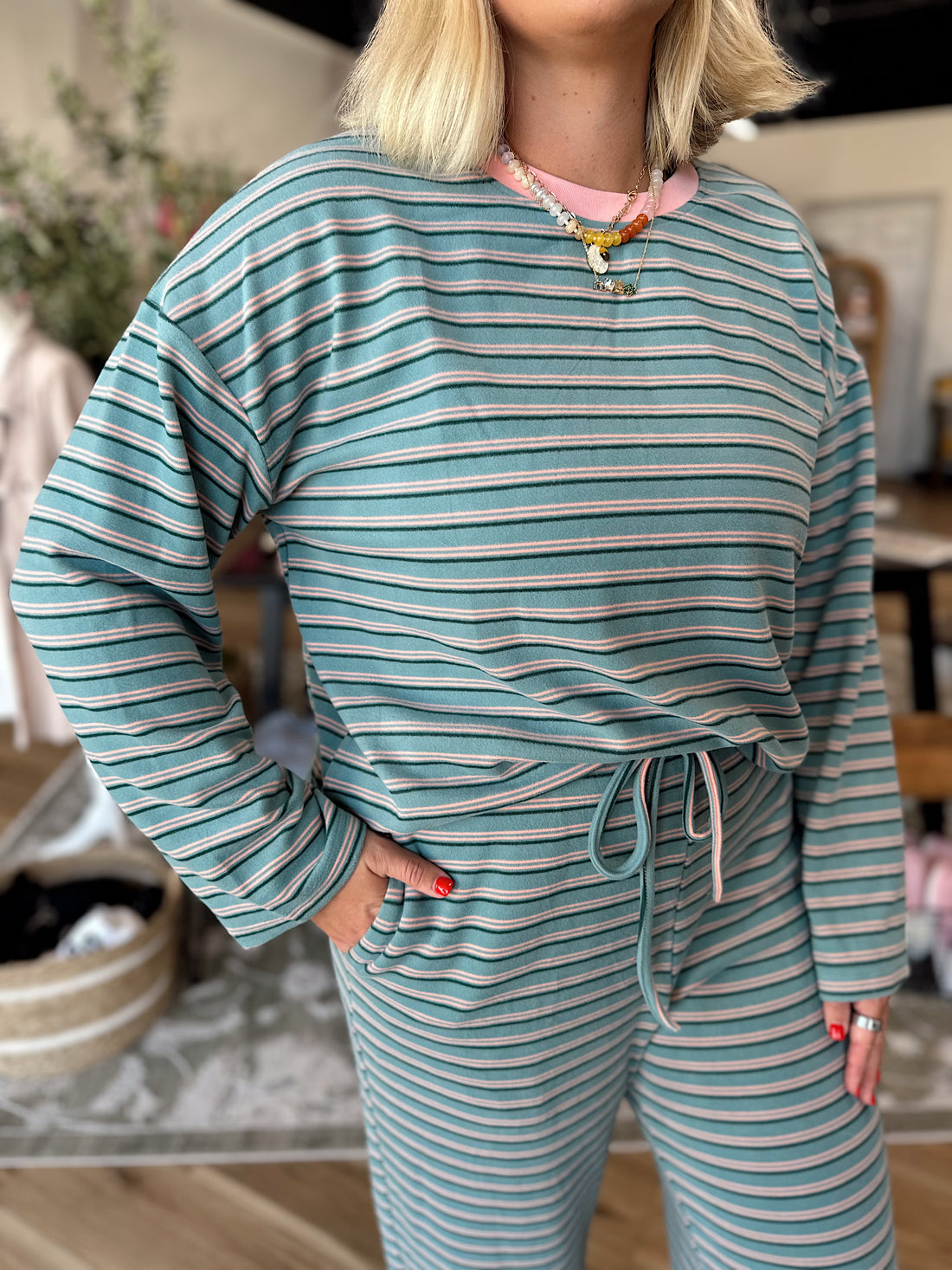 Jeanie Striped Lounge Set
