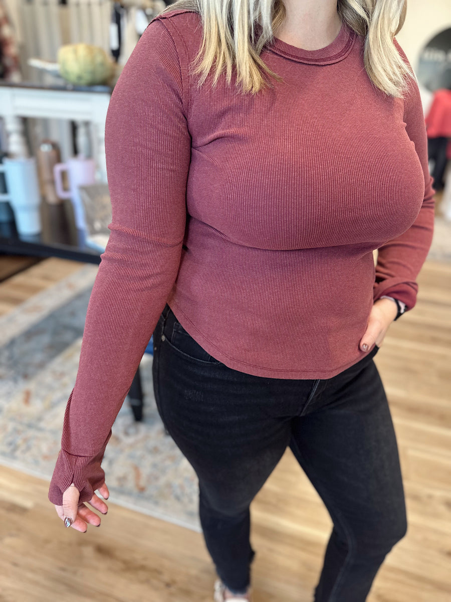 Winnie Mineral Washed Ribbed Top