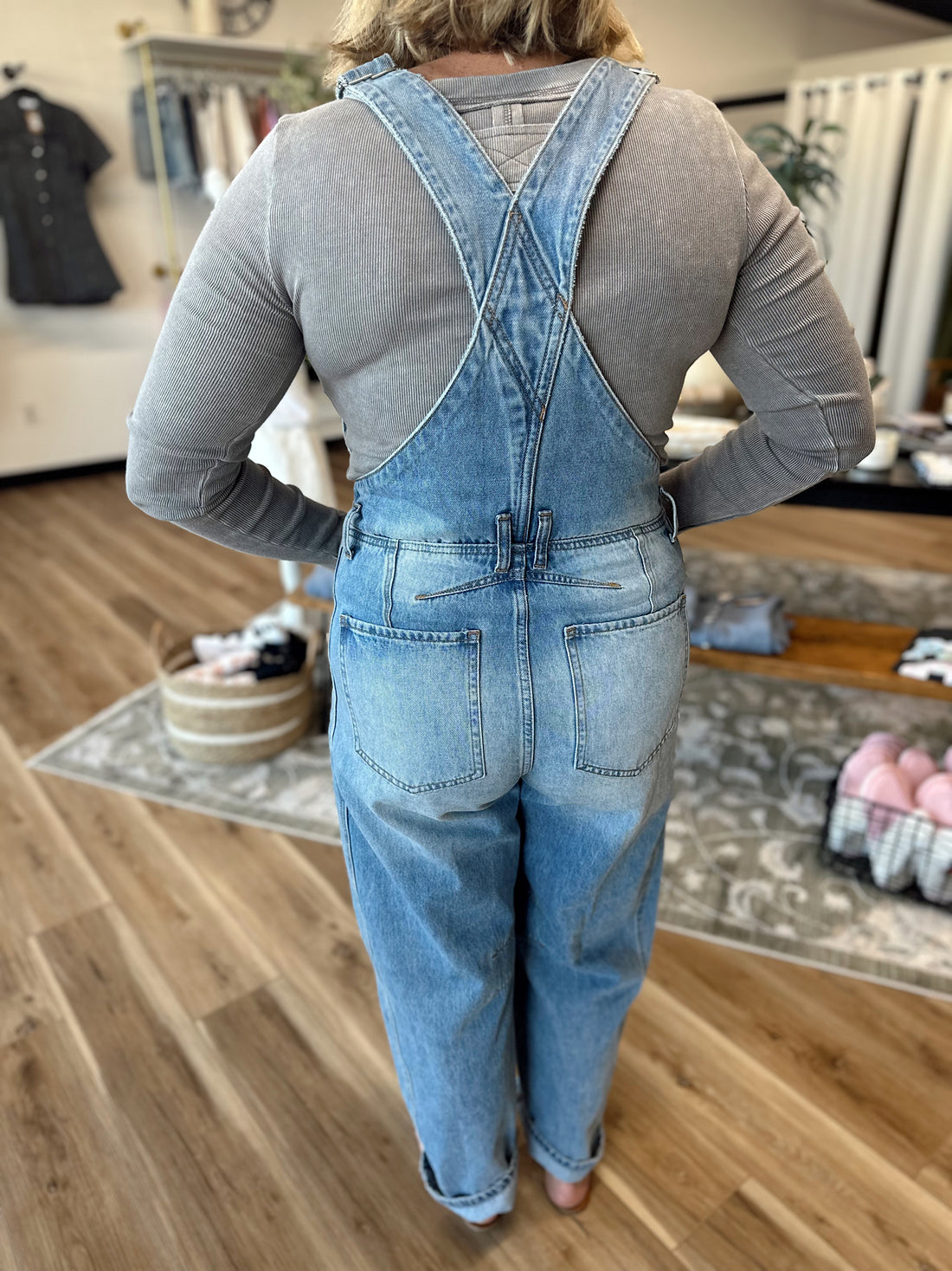 Morgan Denim Barrel Overalls