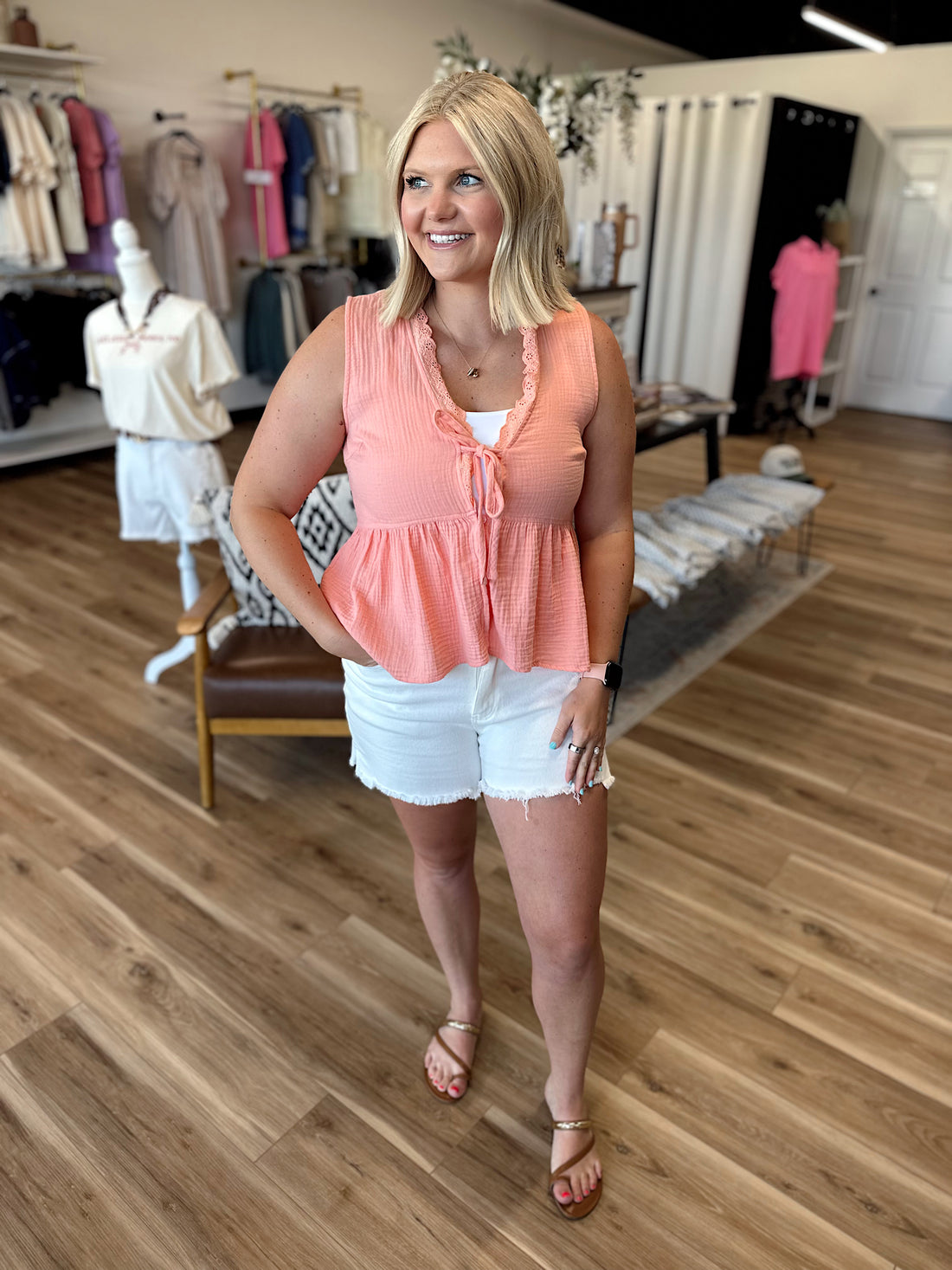 Kayden White Distressed Denim Shorts