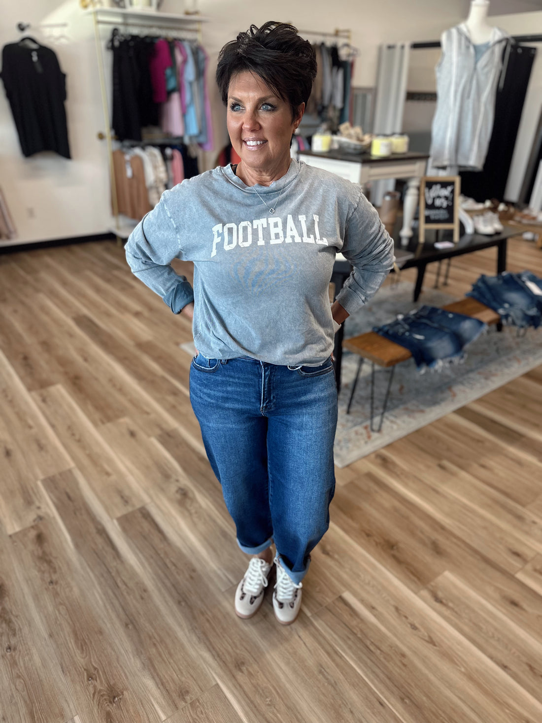 Acid Wash Football Long Sleeve