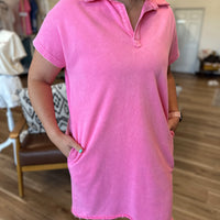 Heather Mineral Washed Polo Dress
