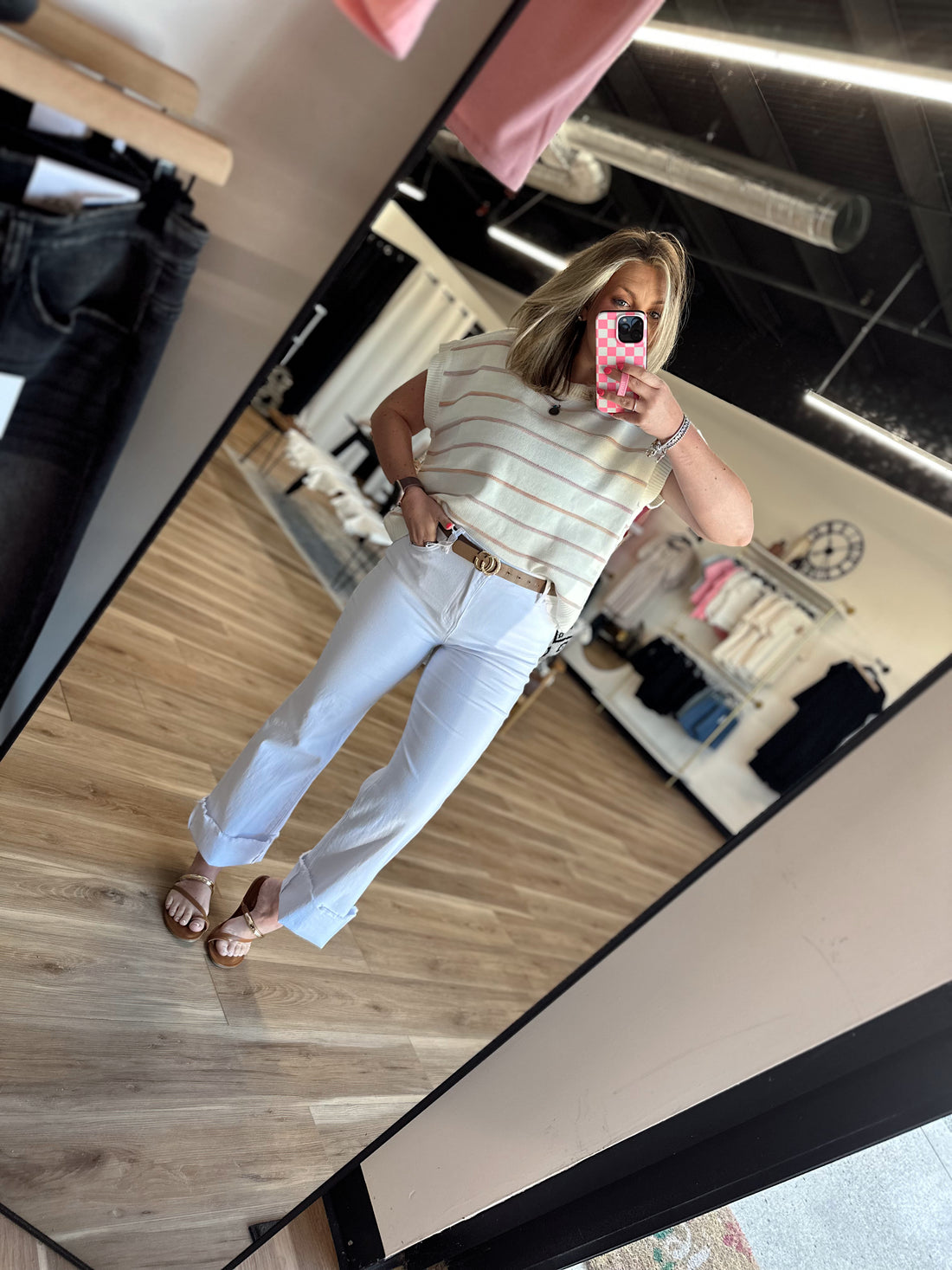 Bex Textured Stripe Knit Top
