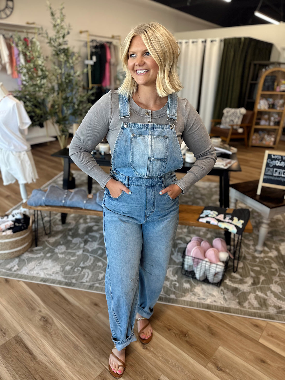 Morgan Denim Barrel Overalls