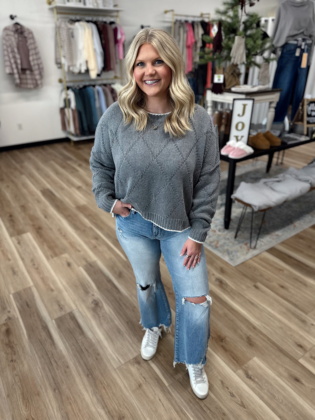 Amelia Diamond Knit Sweater