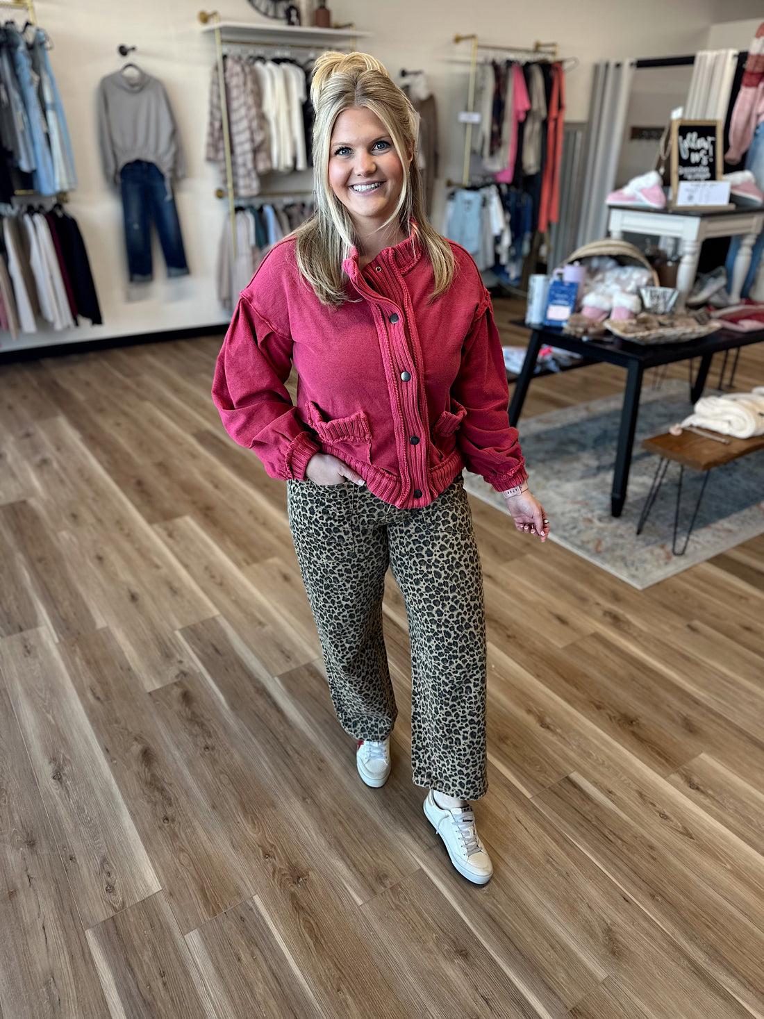 Layla Washed Leopard Vintage Rope String Pants