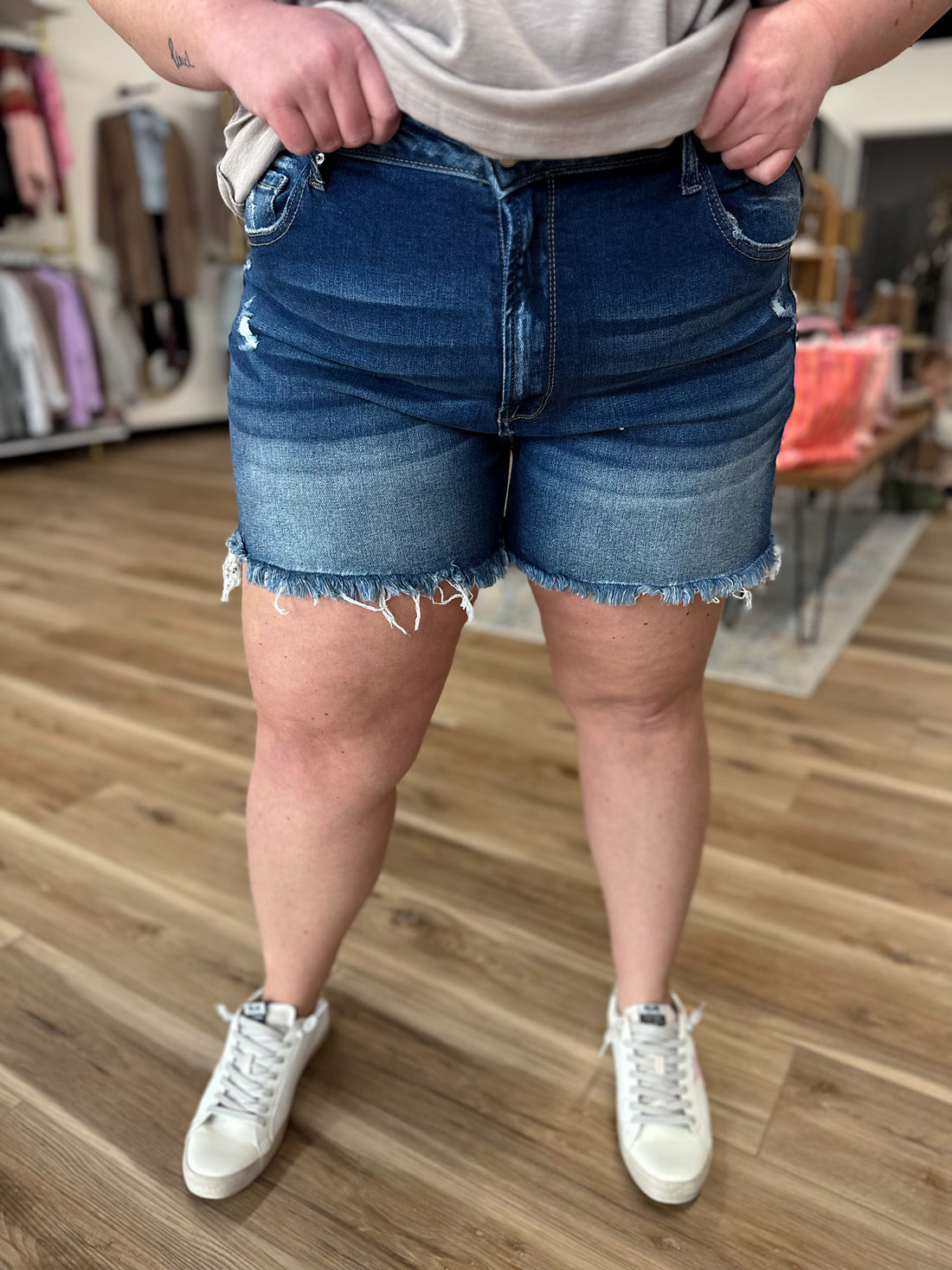 Addy Dark Wash Denim Shorts