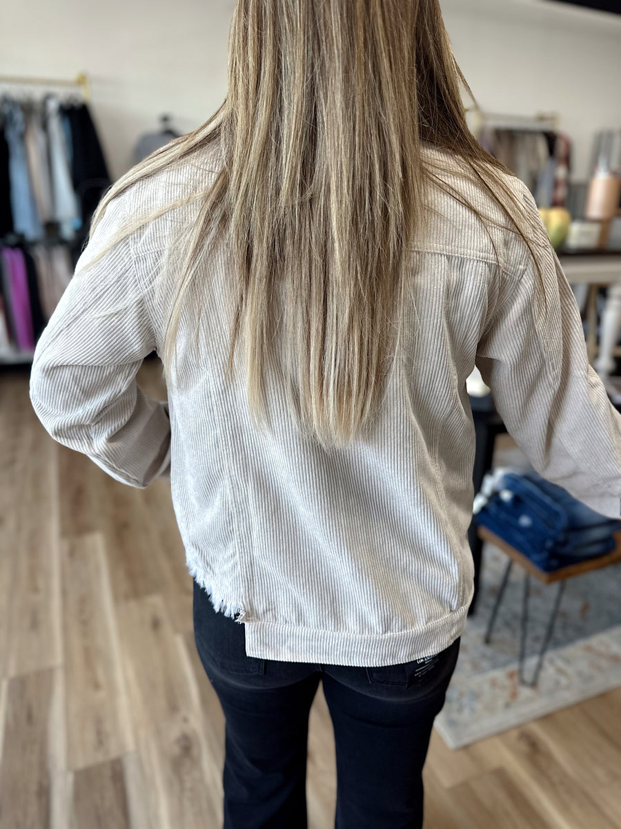 Kinsey Distressed Corduroy Cropped Jacket