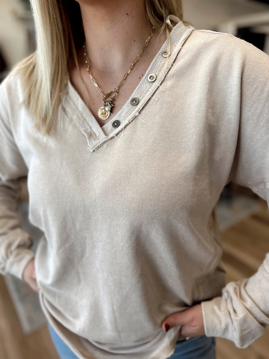 Aria Washed V-Neck Top